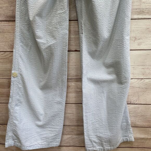 VINTAGE TOMMY HILFIGER SEERSUCKER CONVERTIBLE PANTS IN BLUE AND WHITE STRIPES - Picture 8 of 10